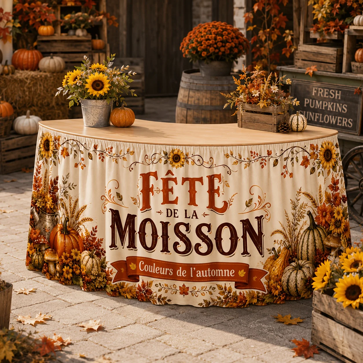 1 piece autumn sunflower pumpkin harvest classroom decorative table skirt