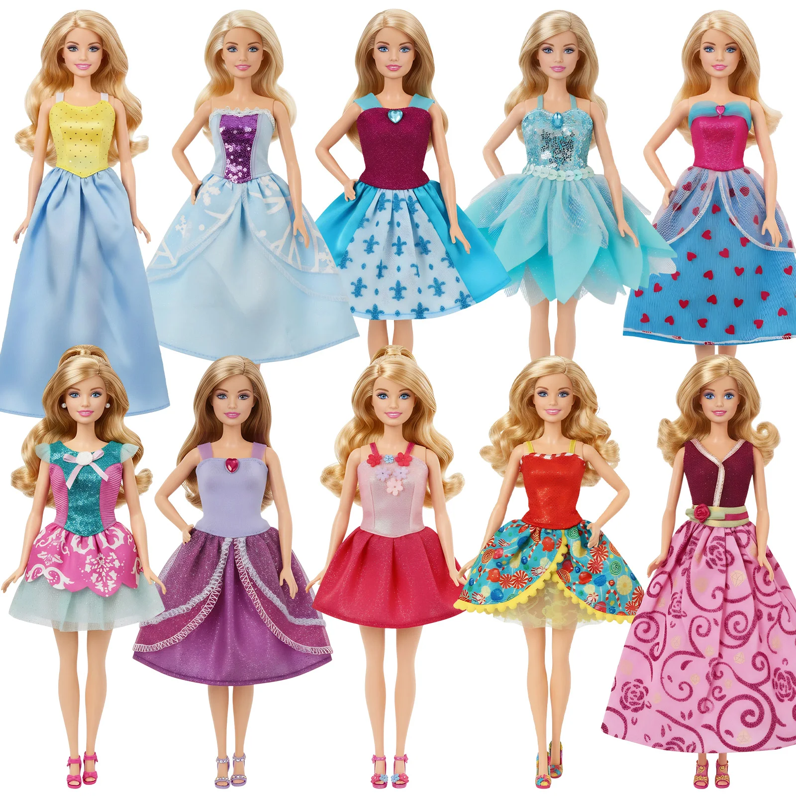 New Style Suitable For 27-30cm Doll Clothes, Various Sweet Temperament Dresses, Random 10 Piece Set For Children's Gifts