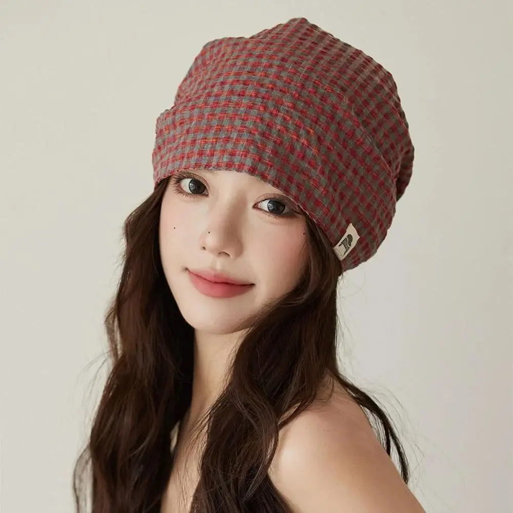 Retro Checked Beanie: Reversible, Pom-Pom Style, Soft Women’s Beanie