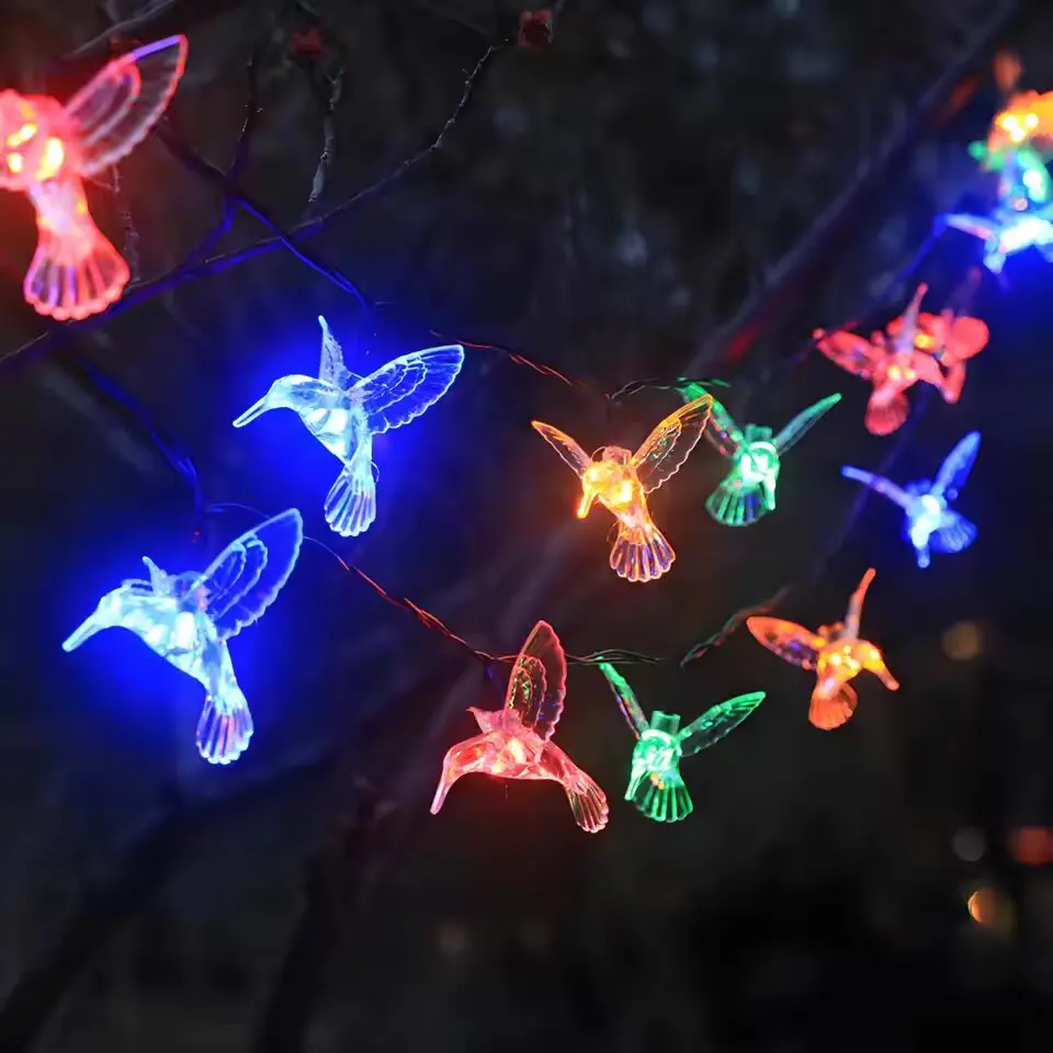 

Садовые солнечные гирлянды с колибри, уличные гирлянды с 8 режимами на солнечной энергии для патио, двора, рождественского декора 691