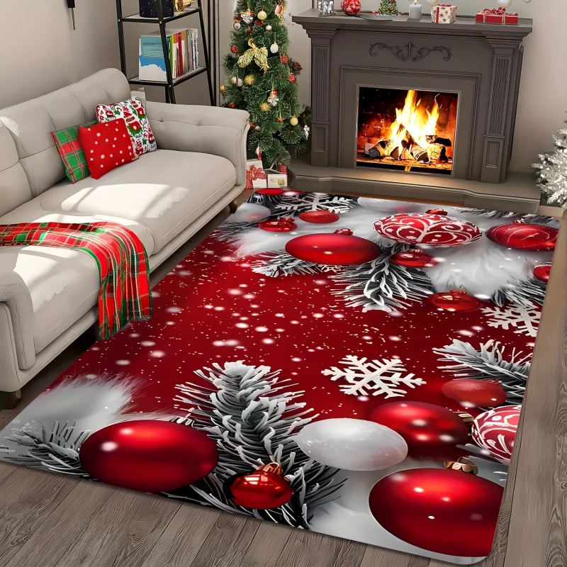 1pc, Christmas Decor, Festive Holiday Carpet, Non-Slip, Washable, Stain-Resistant, Durable, Anti-Fatigue, for Living Room, Bedro