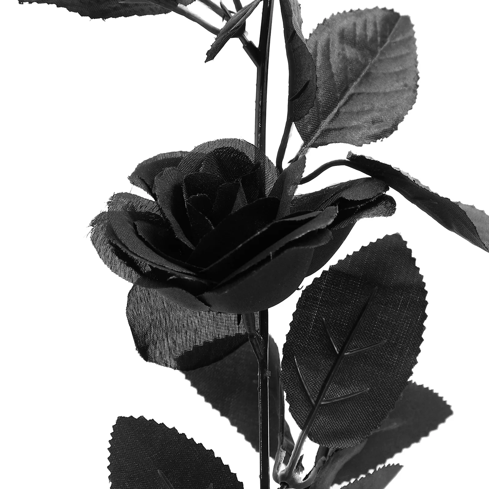 

5 Black Artificial Roses Realistic Leaves Garland Vines Home Decor Polyester Cloth Hanging Wall Tree Shelf Stylish Halloween