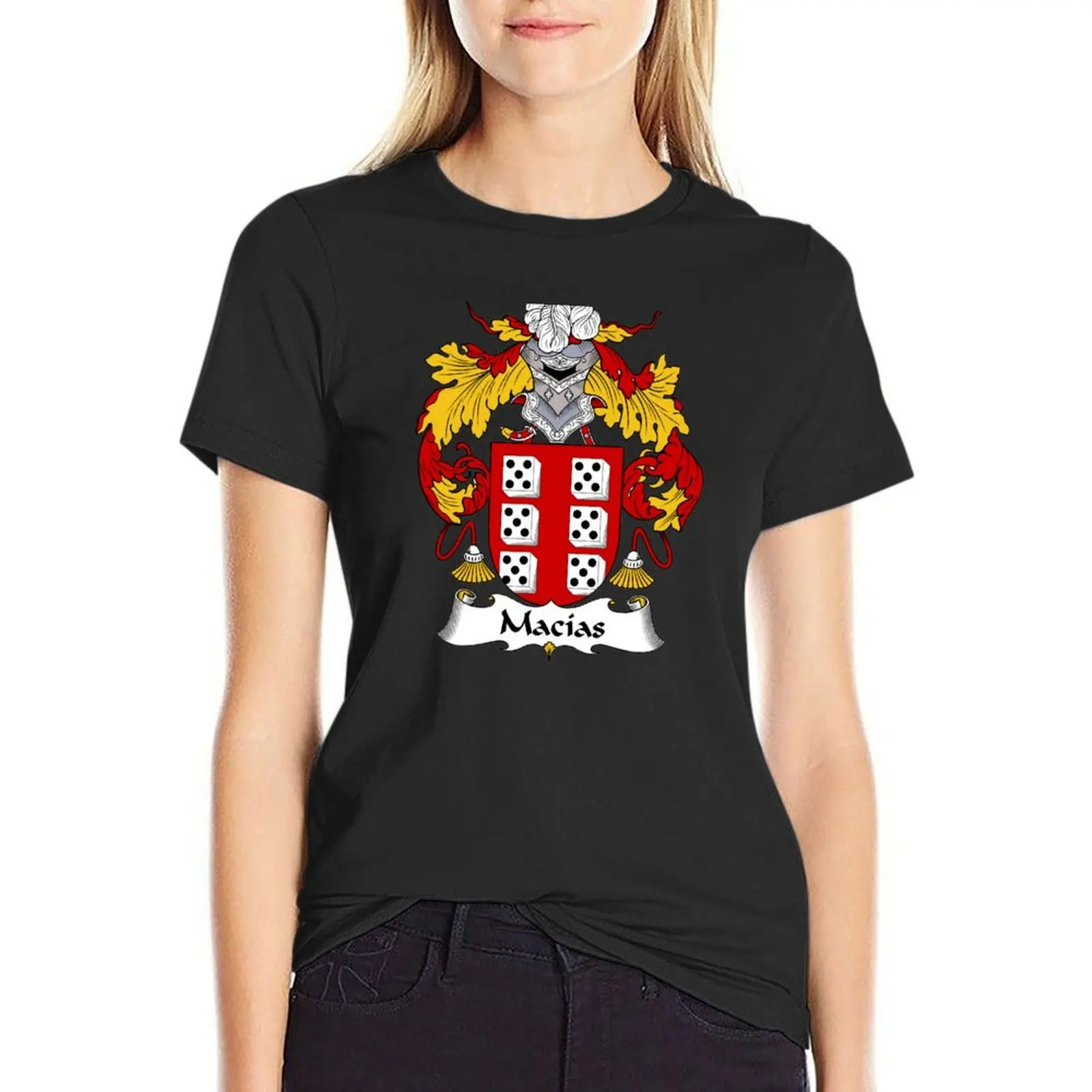 Macias Coat of Arms/ Macias Family Crest T-Shirt plus size tops vintage funny t-shirt dress for Women plus size sexy