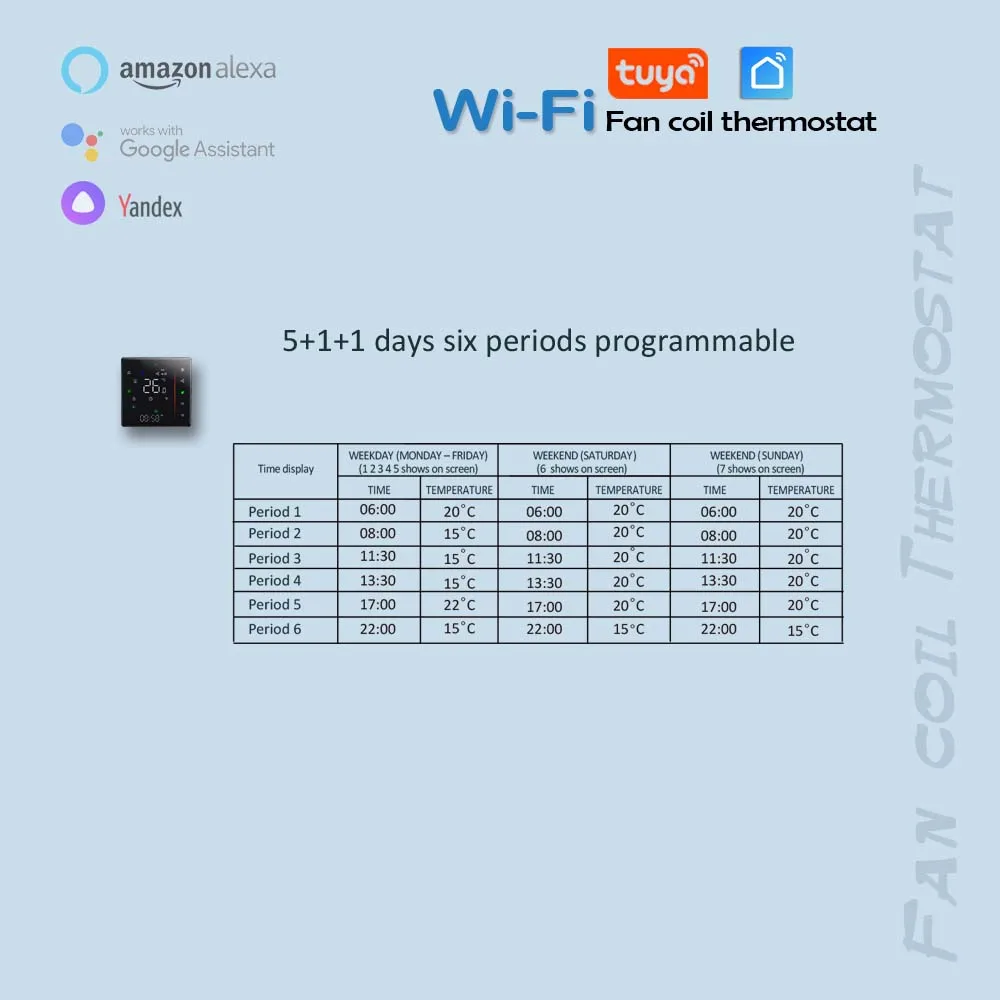 Модулирующий термостат вентиляторной катушки TUYA Wi-Fi 0-10 В для нагрева и охлаждения 24 в 95-240 В опционально