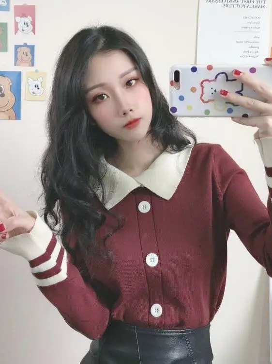 

Women's Knitted Sweater Spring Autumn 2025 New Faion Slim Fit Student Top Color Blo Knitwear Trendy Base irt