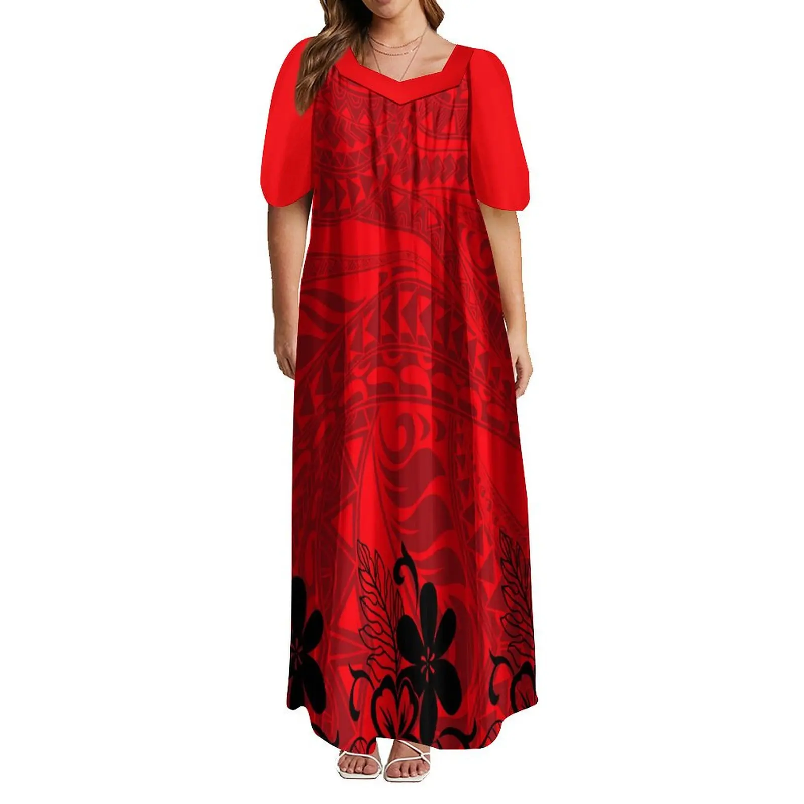 Robe longue élégante pour femme, coupe basse, île du Pacifique, Mumu, conforme à la conception de la tribu esienne, 6XL, 2023