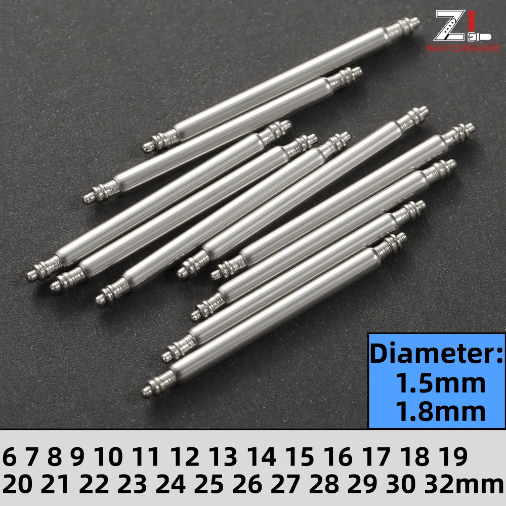 Diameter 1.5mm 1.8mm Spring Bars Strap Link Pins Fit 14mm 16mm 18mm 19mm 20mm 21mm 22mm 24mm 26mm 28mm Watch Band Spring Bar