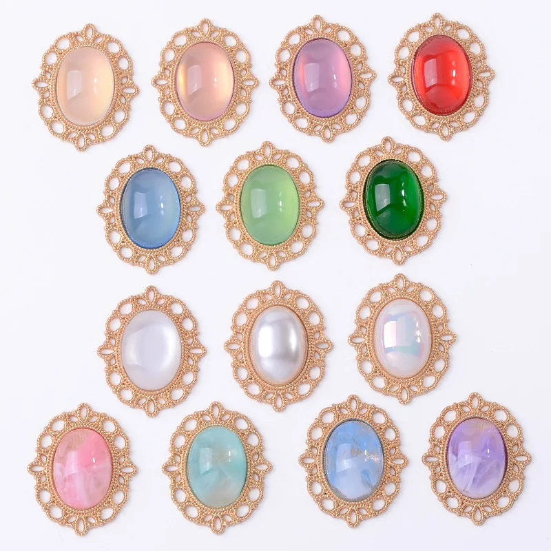 

50pc 25*30mm Wholesale High Quality Fashion Gold Color Crystal Pearl Oval Connector for Necklace Wedding Jewelry Accessories