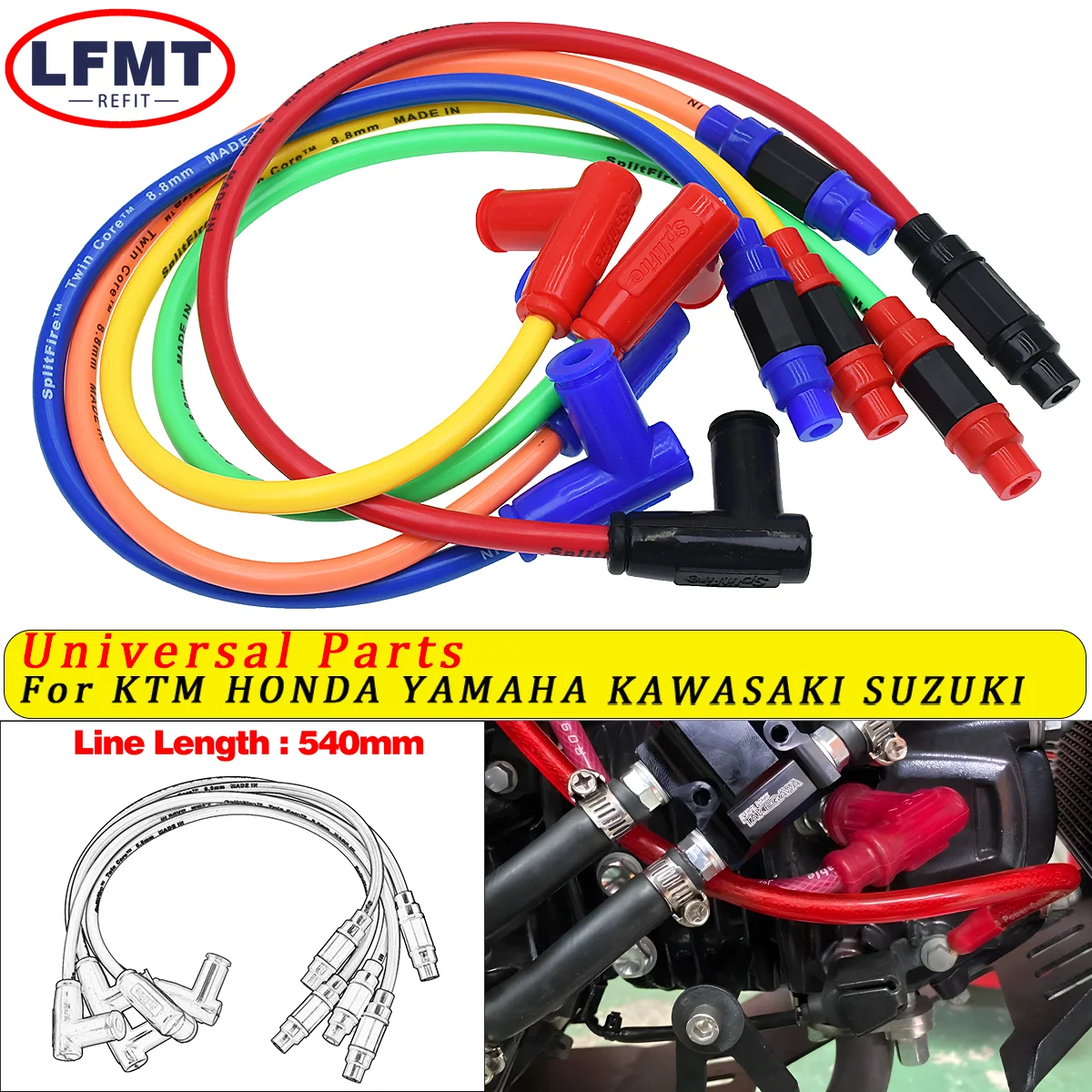 รถจักรยานยนต์ ATV 8.8mm IGNITION COIL Spark Plug Iridium สายไฟสําหรับ Go Kart Yamaha KAWASAKI HONDA SUZUKI CR CRF EXC Dirt BIKE