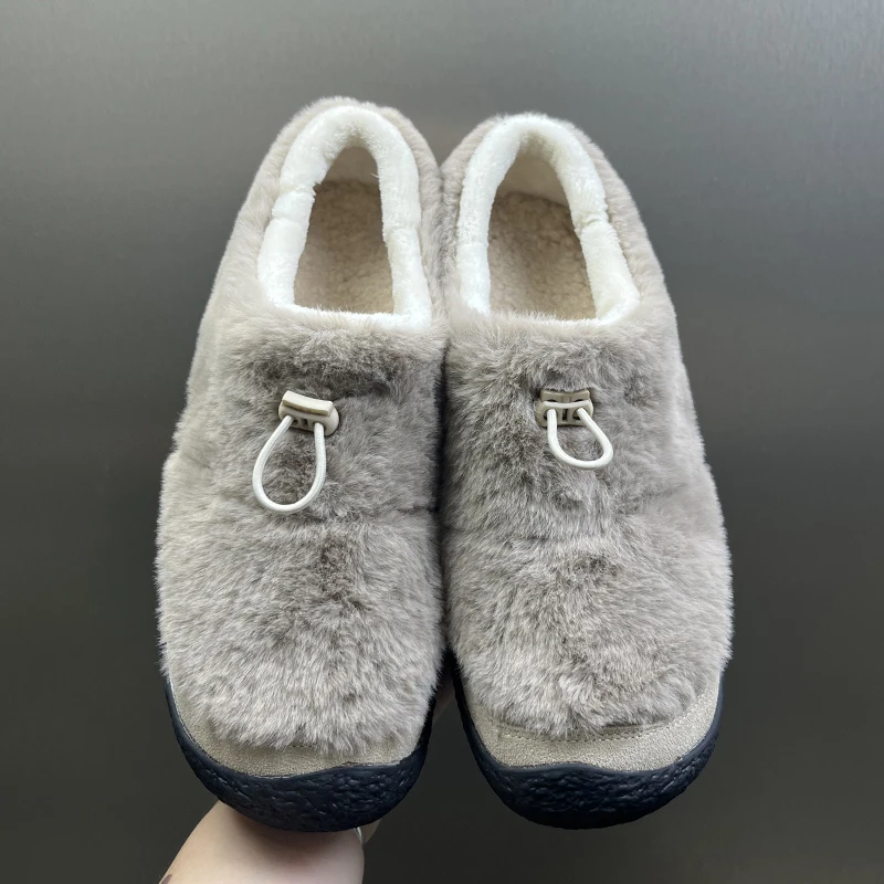 

Men Women Fashionable Commuting Winter Velvet Boken Shoes Patchwork Fashion Couple Snow Boots Casual Cotton Shoes