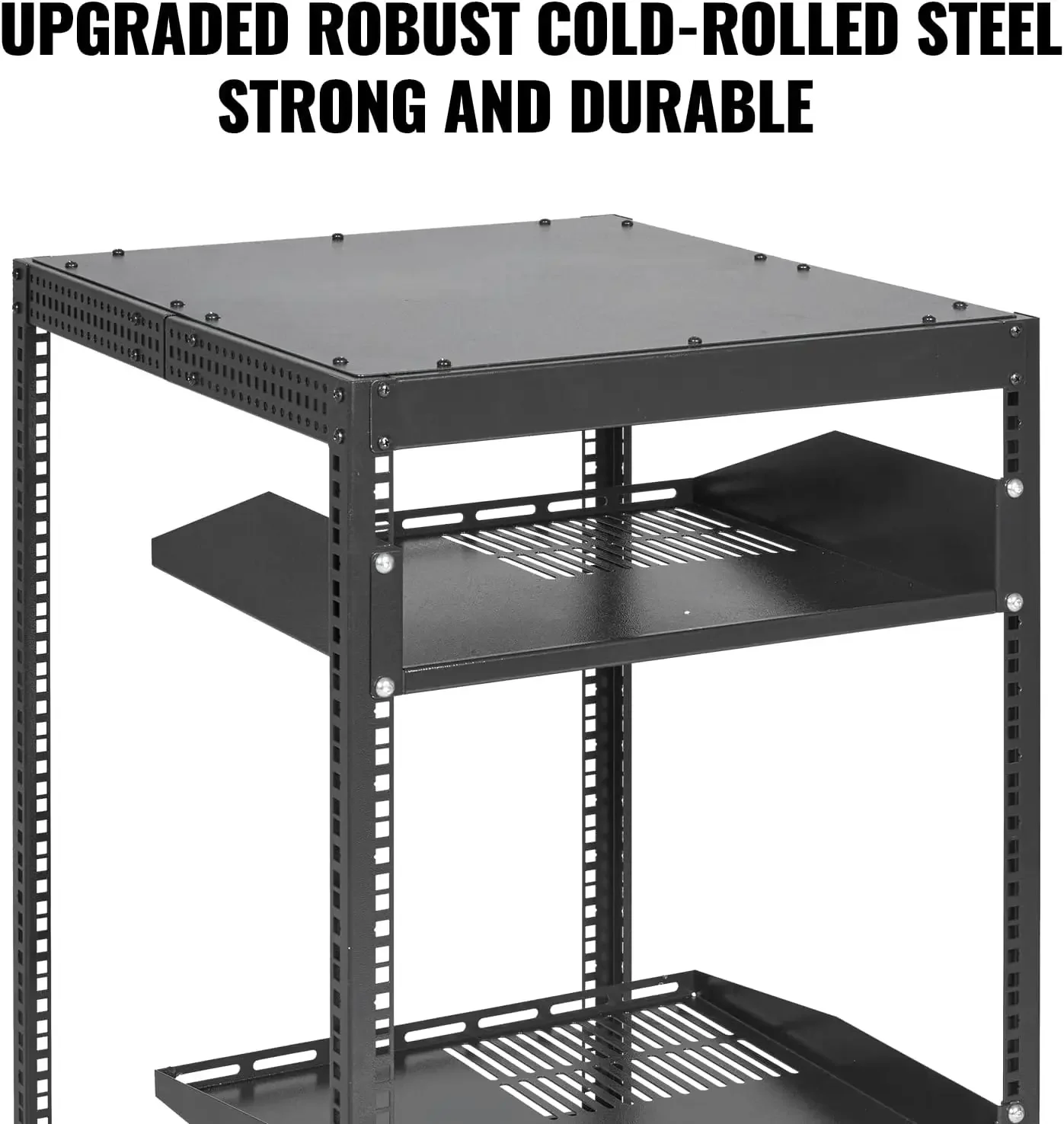 Rack de servidor de estrutura aberta 15U, profundidade ajustável de 23 ''-40'', rack de servidor de rede independente ou de montagem na parede, rack AV de 4 postes