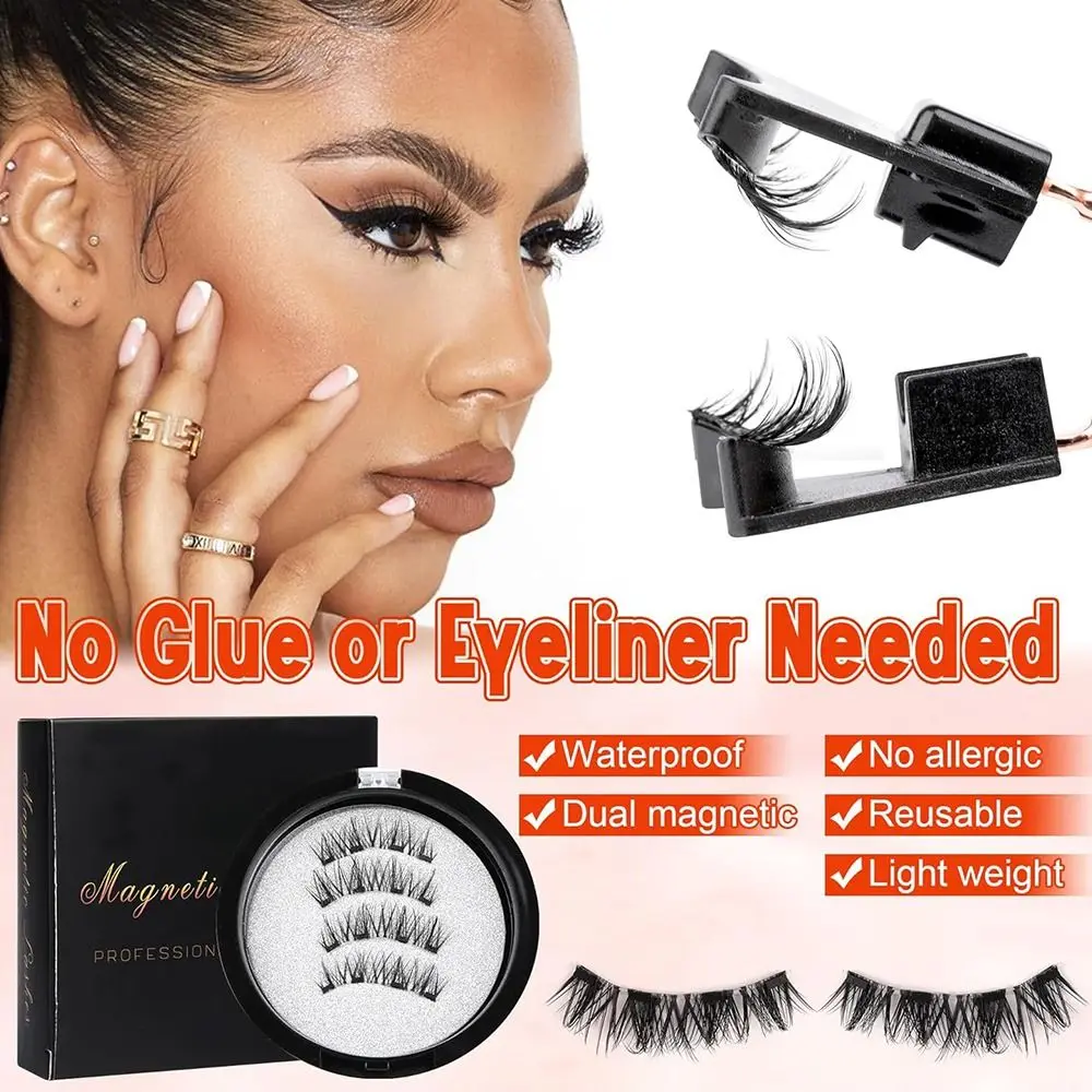 No Glue Magnetic Eyelashes Eyeliner Needed Natural Look Magnetic Lashes Look Like Extensions Reusable False Eyelashes