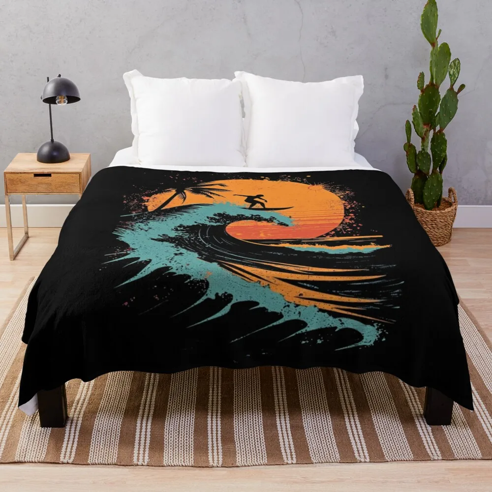 Ride the Waves Surf-Inspired Print-on-Demand Collection Throw Blanket Moving Hairys Decorative Beds for winter Blankets