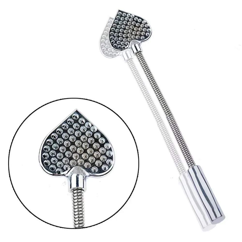 

32CM Stainless Steel Paddle, Heart-Shaped Riding Crop Stainless Steel Horse whip,Bendable Spank Paddle