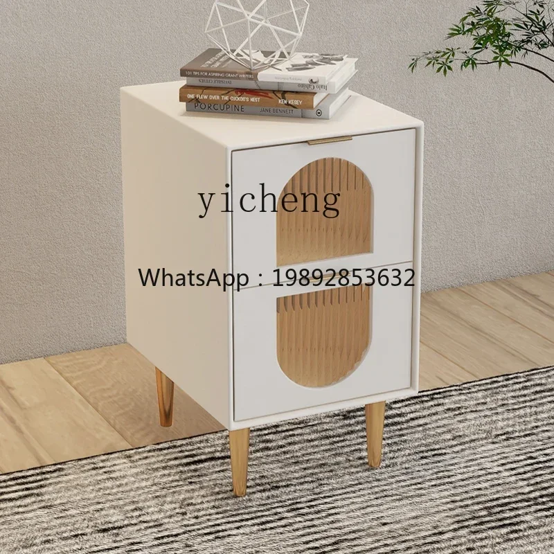 

BB smart solid wood small double-layer bedroom ultra-narrow bedside cabinet Italian glass