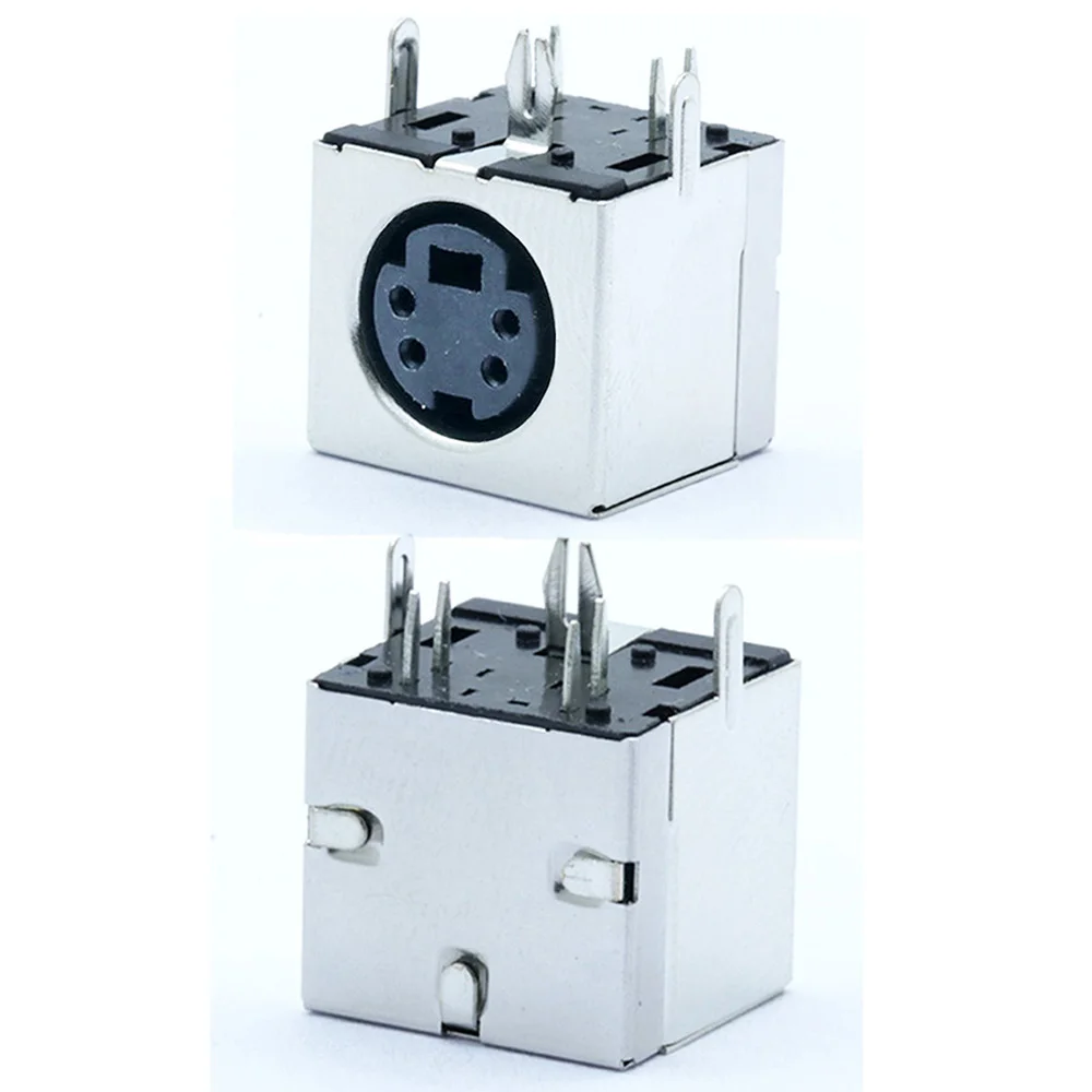 10pcs/lot 4 Pin Mini DIN Female Jack PS2 Terminals Right Angle / 90 Degree PCB Panel Mount 4 Pin DIN Mini Jack Socket Chassis
