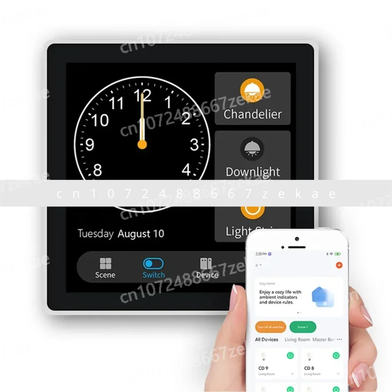 

A43I T3E Панельный переключатель Сенсорная панель EU Smart Control Panel Switch Zigbee Умный дом Настенный выключатель света, черный