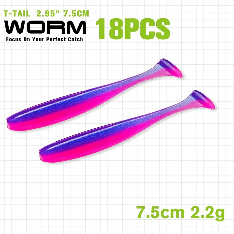 Tsurinoya Vissen Lokken 55Mm 65Mm 75Mm 88Mm T-Staart Worm Kunstmatige Zachte Aas Bass Verleiding texas Rig Downshot Rig