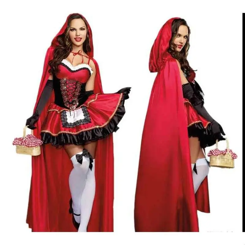 Halloween Little Red Riding Hood Witch Costume Women's Dress Chinese Stage Performance Traditional Ethnic Clothing