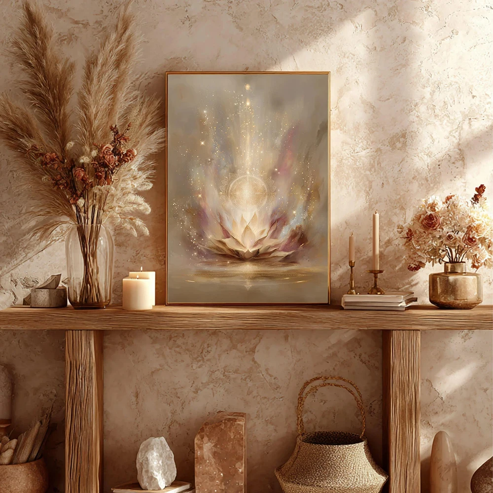 Spiritual awakening art, print, divine energy portal wall art, lotus glow poster, modern home living room decor,no frame