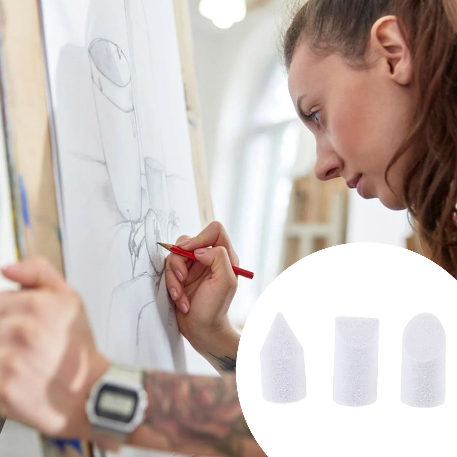 3pcs Painting Sponge Tip Blenders Accessory Replacement Heads For Artist Sketch Drawing Sketching Tools Art Beginners