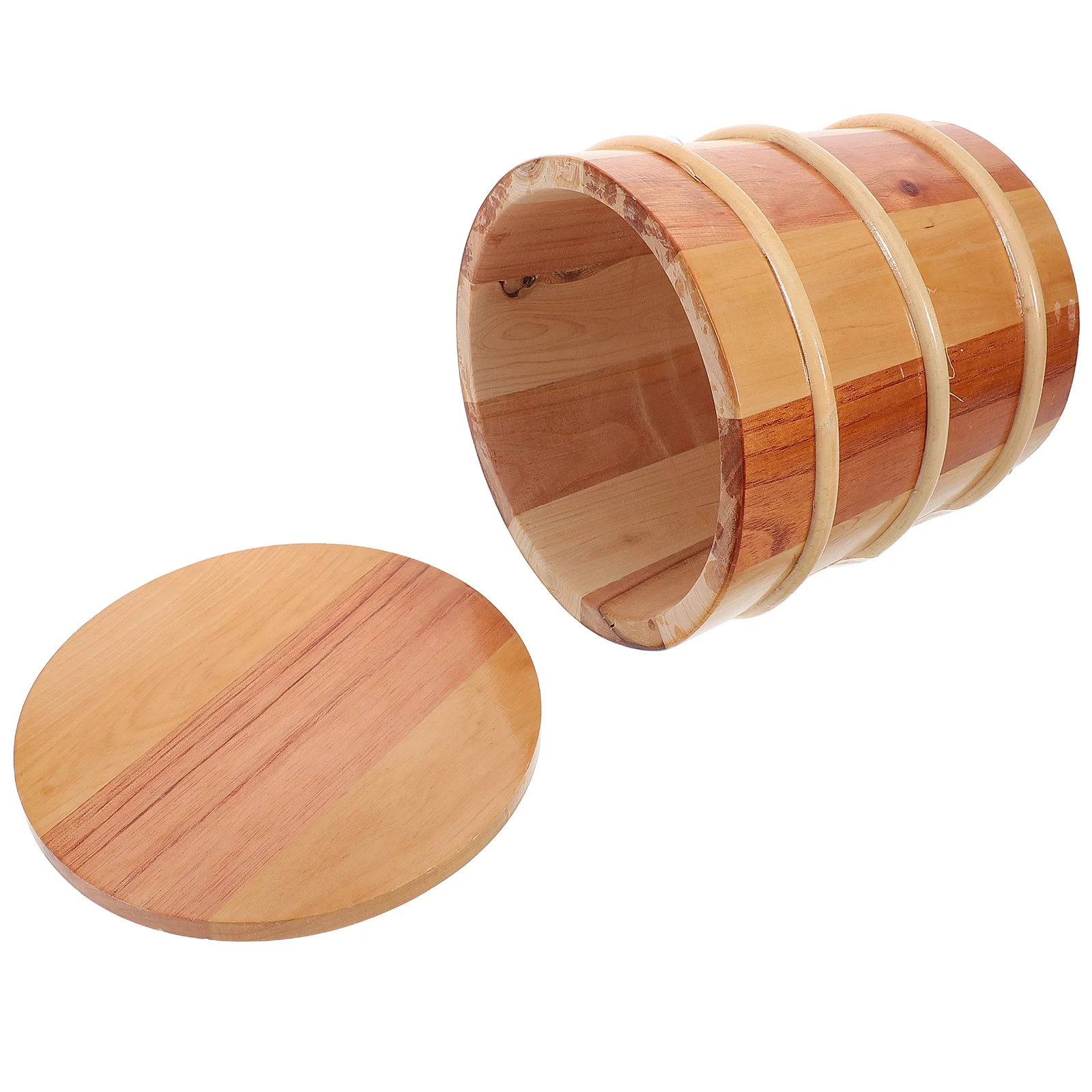 

Round Wooden Rice Storage Bucket Sushi Oke Hangiri Mixing Tub Sealed Freshness Generous Capacity Versatile Use Home Kitchen