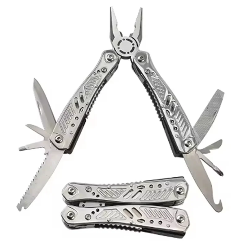 

A84X-1PCS Stainless Steel Multi-Function Folding Tool - Outdoor Camping Travel Car Multi-Use Kit For Adventure