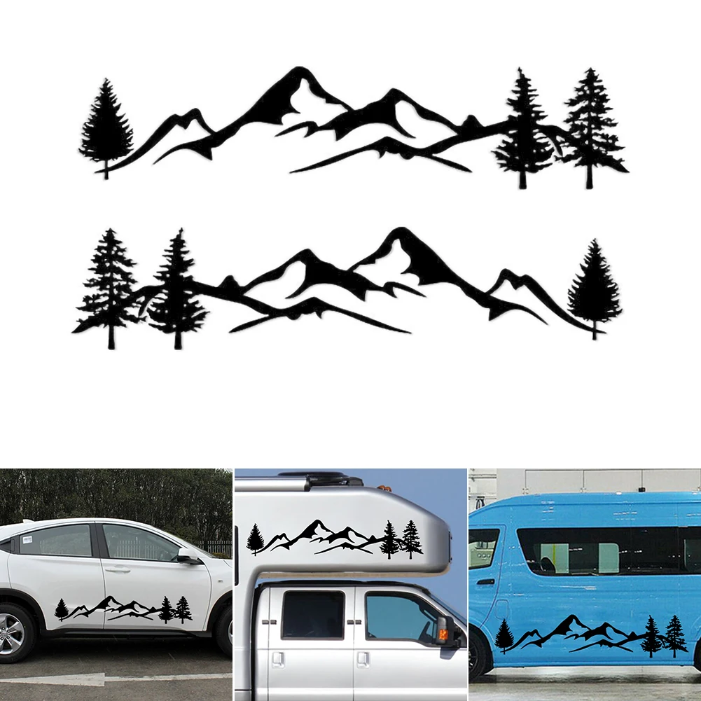 

1Pair Car Body Decoration Stickers Personalized Mountain Tree Forest Graphics Waterproof Vinyl Film for Automobiles RVs Vans