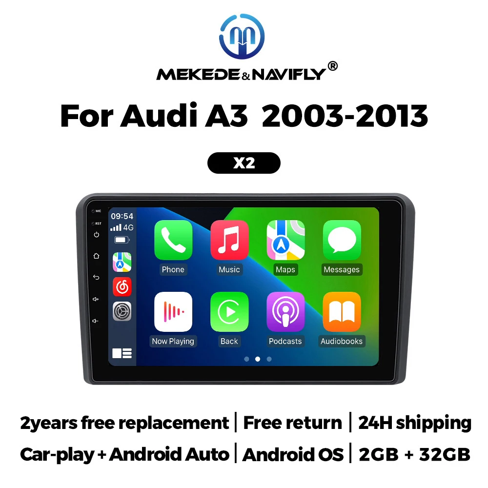 Android Car Radio Stereo for Audi A3 8P 2003-2012 S3 2006-2012 RS3 Support Carplay Auto 2Din FM Multimedia Video Player Audio