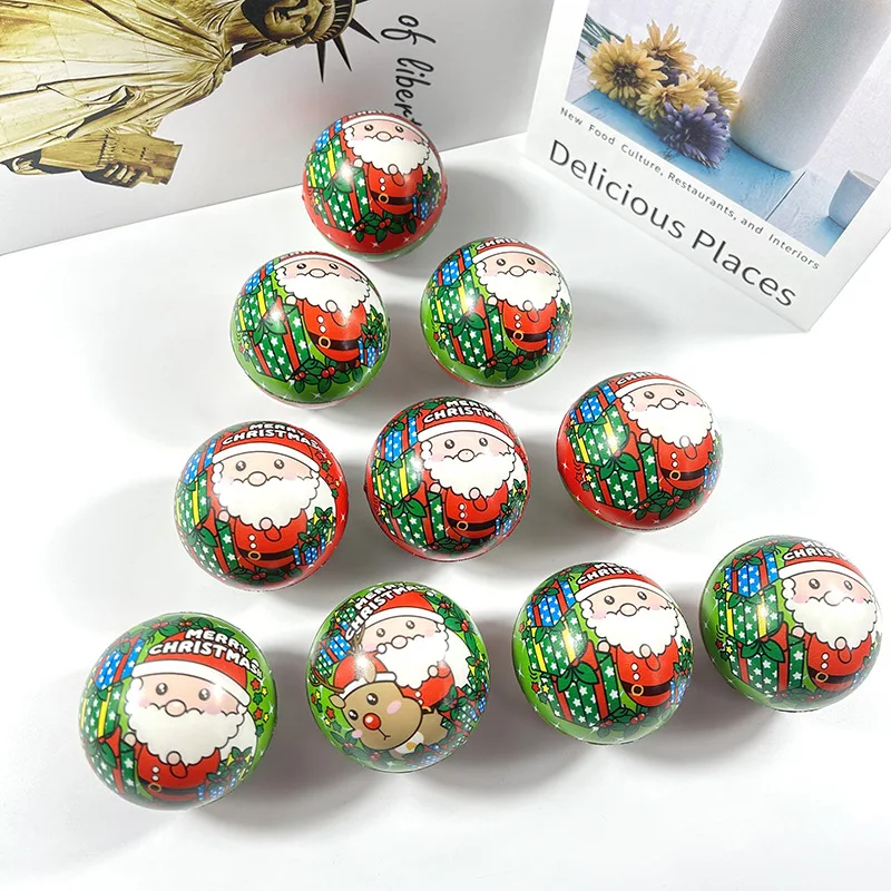 12/6-Pack 6.3cm Diameter Santa Claus Sponge Balls - Creative, Fun & Soft  for Christmas Decorations and Party Favors