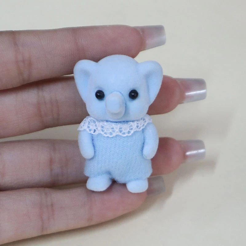 Forest Family Animal Figure Elephant Sheep Flocking Shaggy Figurine Model Toy For Kid Birthday Party Gift