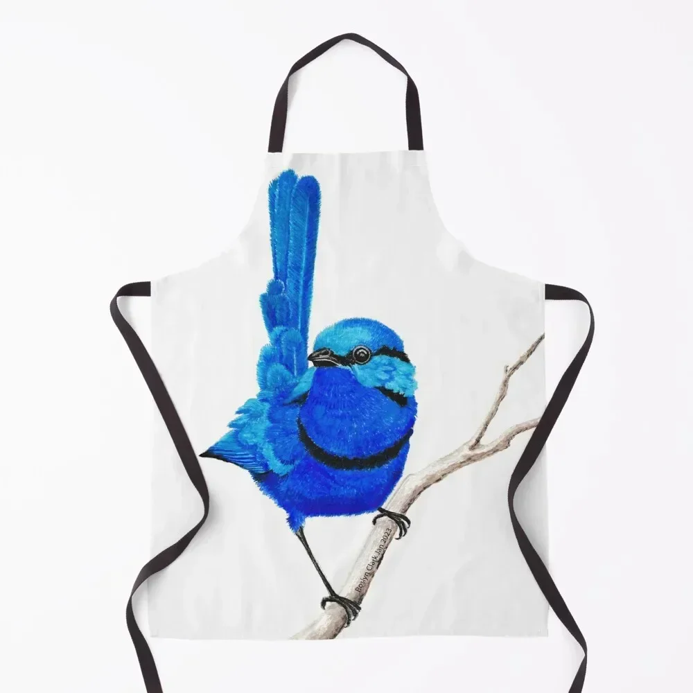 

Supurb Blue Fairy Wren by Ros Apron Chef Uniform Kitchen For Men Camping kindergarten teacher Apron