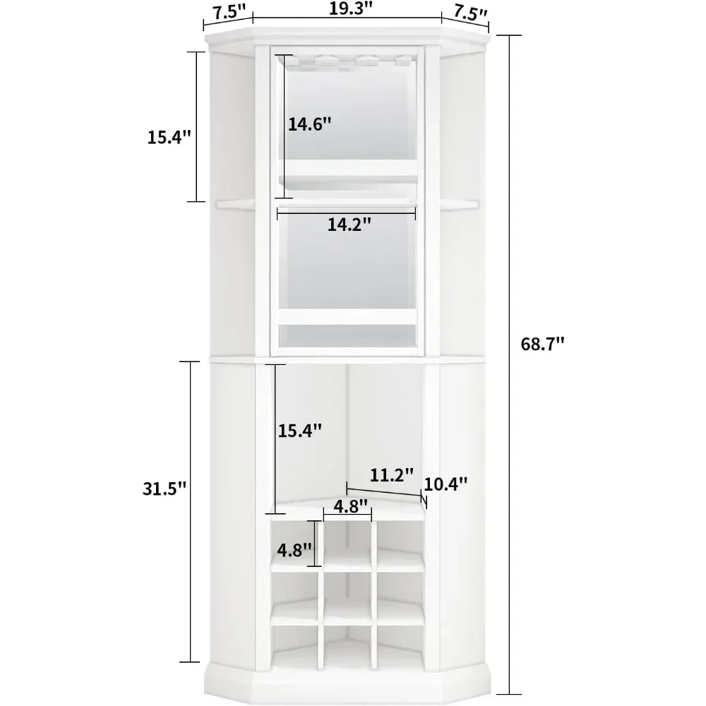 Armoire à vin d'angle avec verre rotatif T1, armoire de rangement pour bar de ferme avec porte-gobelets, armoire de bar à domicile