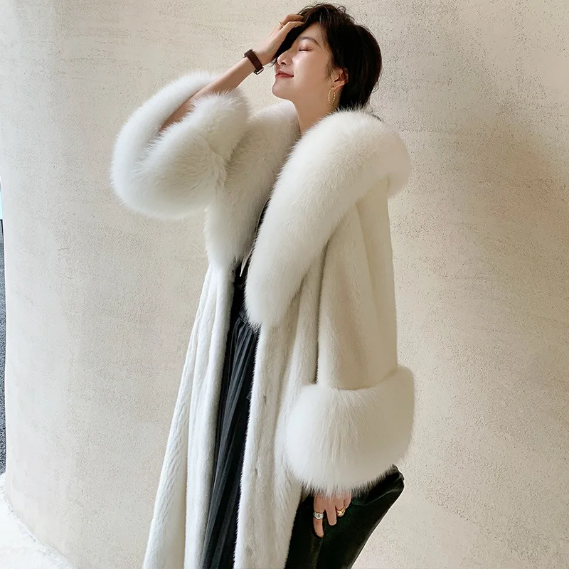 

Long Faux Fur Coat Women Autumn Winter 2024 Faux Mink Fur Jacket Overcoat Thick Warm Lapel Loose Cropped Fur Fluffy Tops Femme