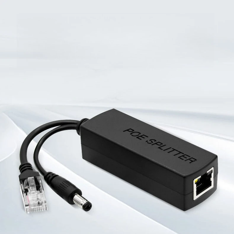 Standard POE Splitter, 48V to 12V /5V Non‑Isolated 100Mbps Power Over Ethernet Adapter for IP Security Camera Network Power