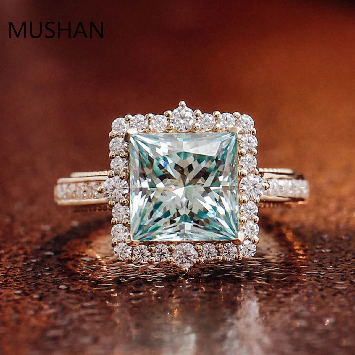 MUSHAN Luxury Custom 14K 18K Gold Rings Band Jewelry With Moissanite Diamond Lab Grown Gemstones Diamond Wedding Ring For Women view 2