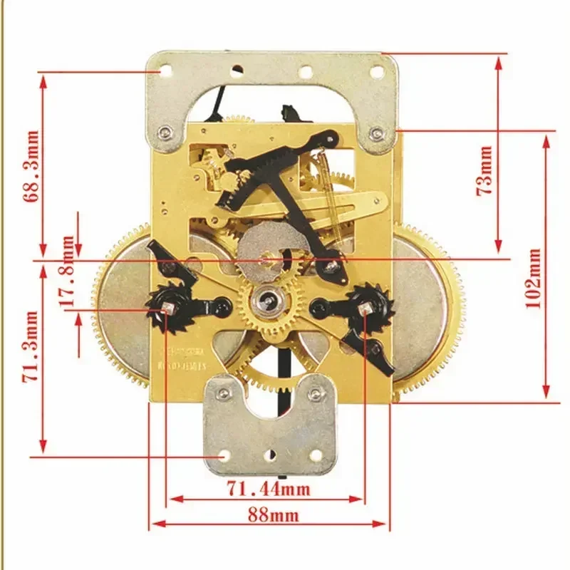 Pure copper movement base wall clock, old-fashioned maintenance swing mechanical wind-up mechanical clock accessories