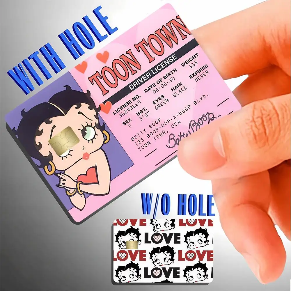 Cartoon B-Betty Cute B-Boop k Bank Credit Cards Bus Pass Stickers Cool Decoration Waterproof 4PCS Card view 3