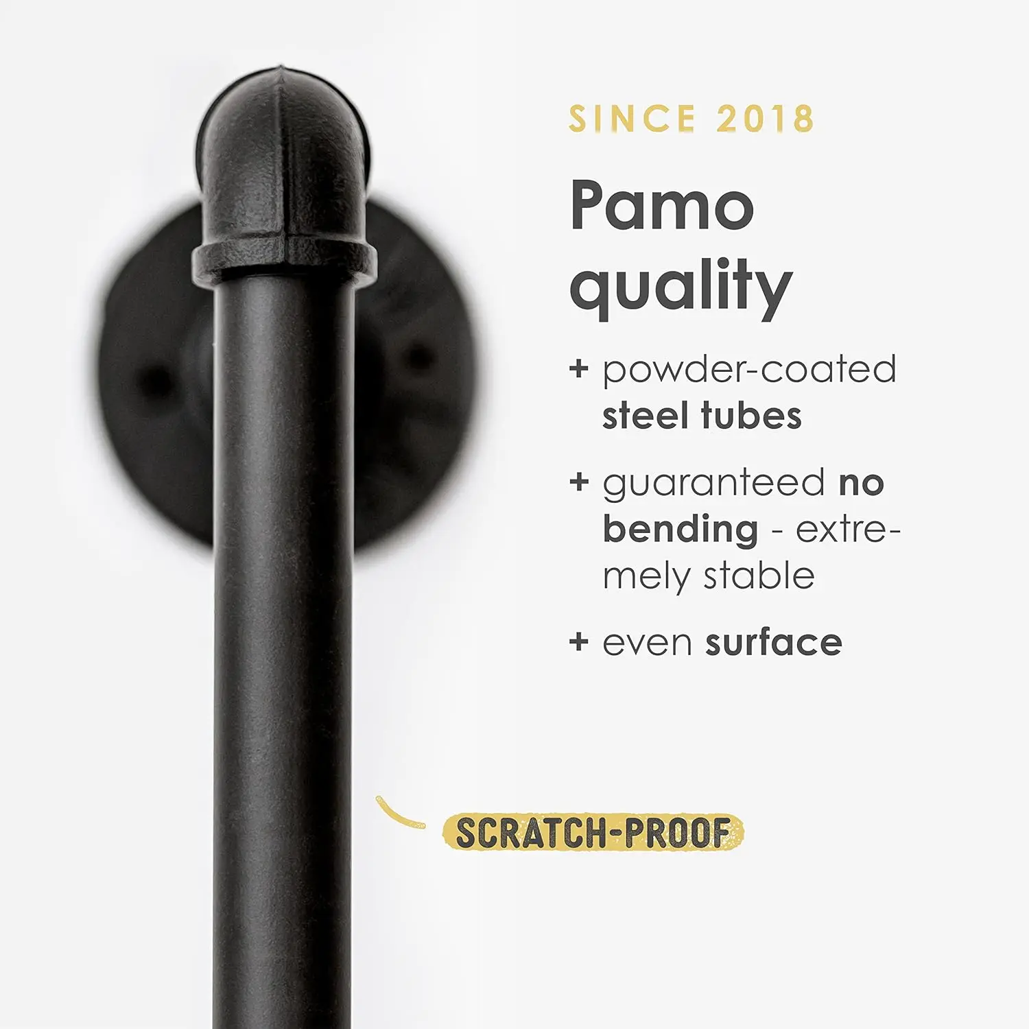 pamo Perchero industrial para ropa de tubo metálico negro - Perchero de pared para colgar ropa - Paseo moderno en armario - KIM II