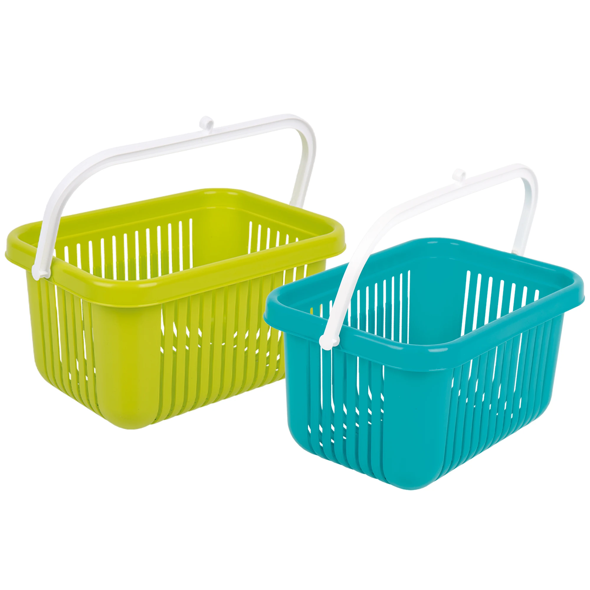 Cofan Cesta para pinzas de ropa verde lima o azul turquesa, Ligera y resistente, Cesta pinzas para tender ropa con colgador, Almacenamiento colada, Medidas: 27 x 21 x 14 cm