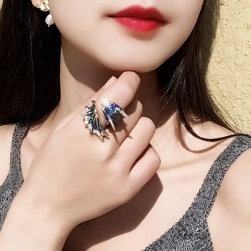 Fashion Enamel Dragon Rings Cartoon Red Green Blue Snake Opening Ring for Women Girls Statement Jewelry Party Unique Gift