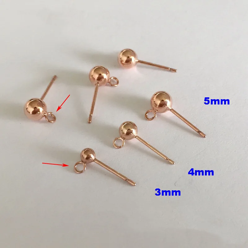 14K Roségold gefüllte Kugelpfosten-Ohrringe mit oder ohne Ring 3/4/5mm Ohrstecker Großhandel BULK DIY Schmuckzubehör