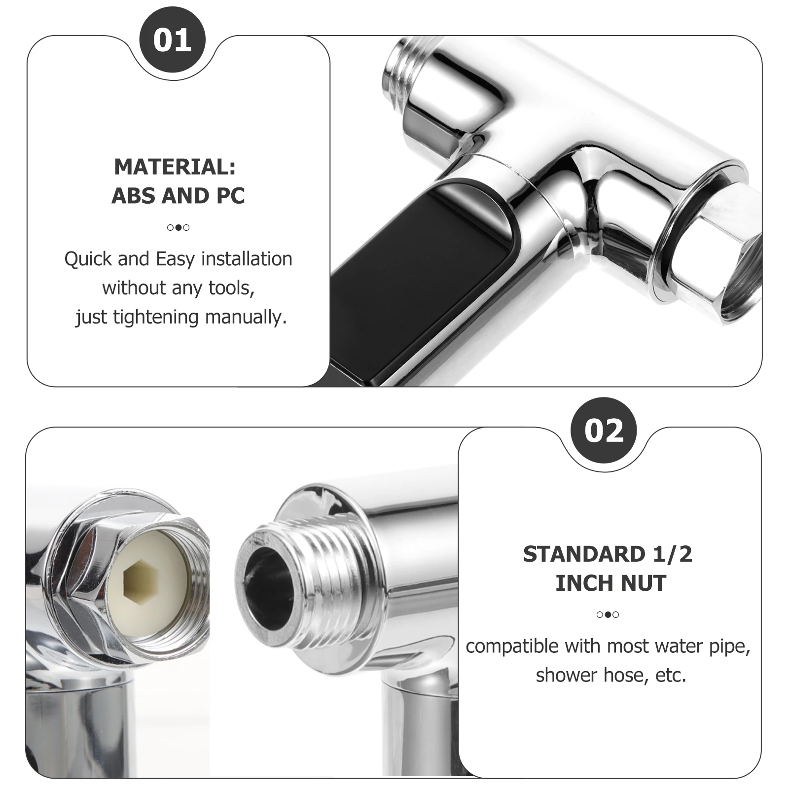 

LED Digital Shower Thermometer Silver Free Real Time Water Temperature Monitor Standard Nut Compatible Water Flow