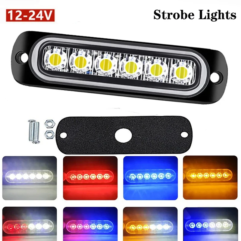 

1Pc 12/24V Strobe Side Marker Warning Light 6LED Daytime Running Light Flash Truck Car LED Tail Lights Police Warning Light Bar