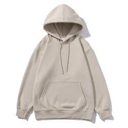 Men Woman's Sweatshirts Solid Drop Shoulder Korean Female Hooded Pullovers 2024 Thicken Warm Oversized Hoodies Cotton Tops