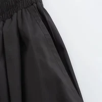 Mooyufon 2025 Women's temperament versatile loose and casual solid color high waisted skirt medium length A-line skirt - Image 4
