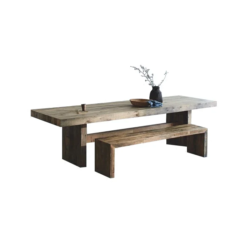 Dining Table Tea Table Long Table Mid-Ancient Solid Wood Kitchen Island Modern Log Style