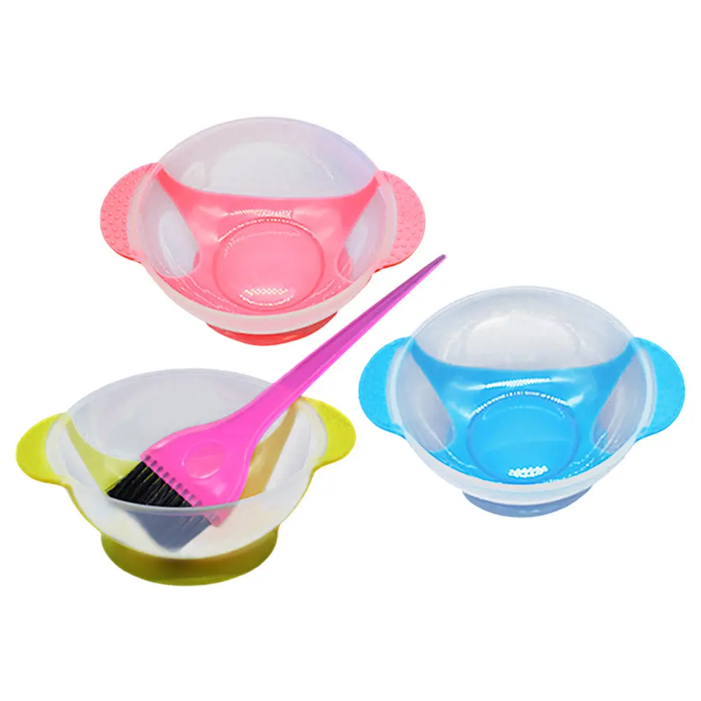 1Set Hairdressing Dyeing Bowl Set Salon Hair Coloring Brush Thick Suction Cup Stable Convenient Hair Dye Brush Mixing Bowl