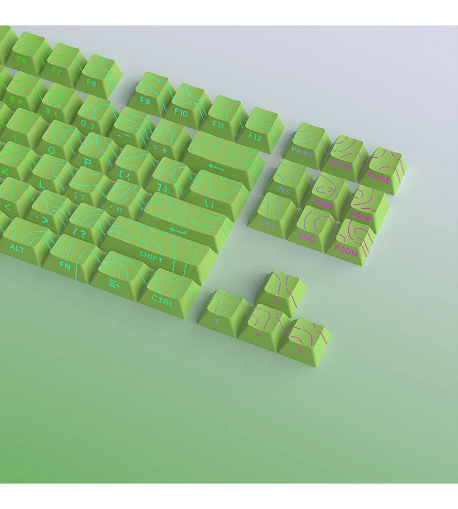 

97 keys original factory height contour line keycap green line crack character glow