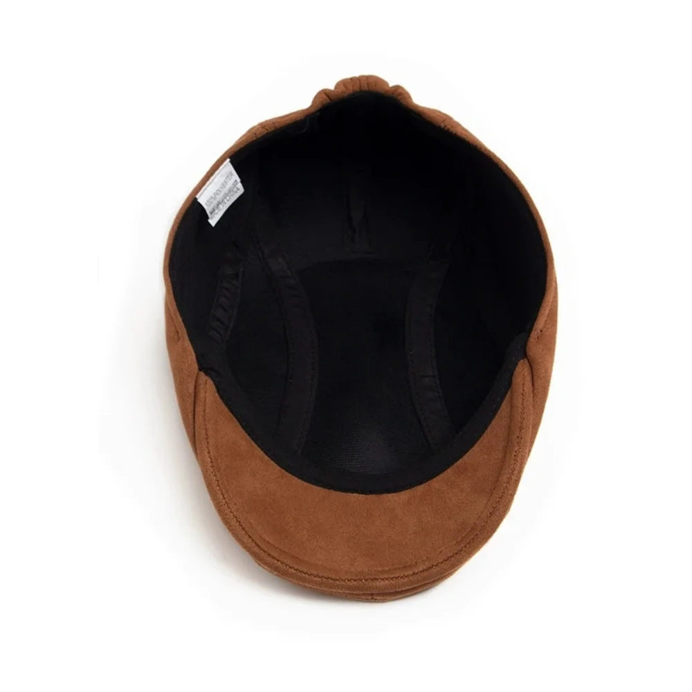 Modische Vintage Neue Wildleder-Baskenmütze Herbst Winter Unisex Newsboy-Mütze Lässige Flache Schirmmütze Passend für 54-58cm Kopfumfang – Detail 6